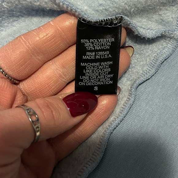 EUC Aviator Nation Light Blue Hoodie with Multicolor Arm Logo - Picture 9 of 13